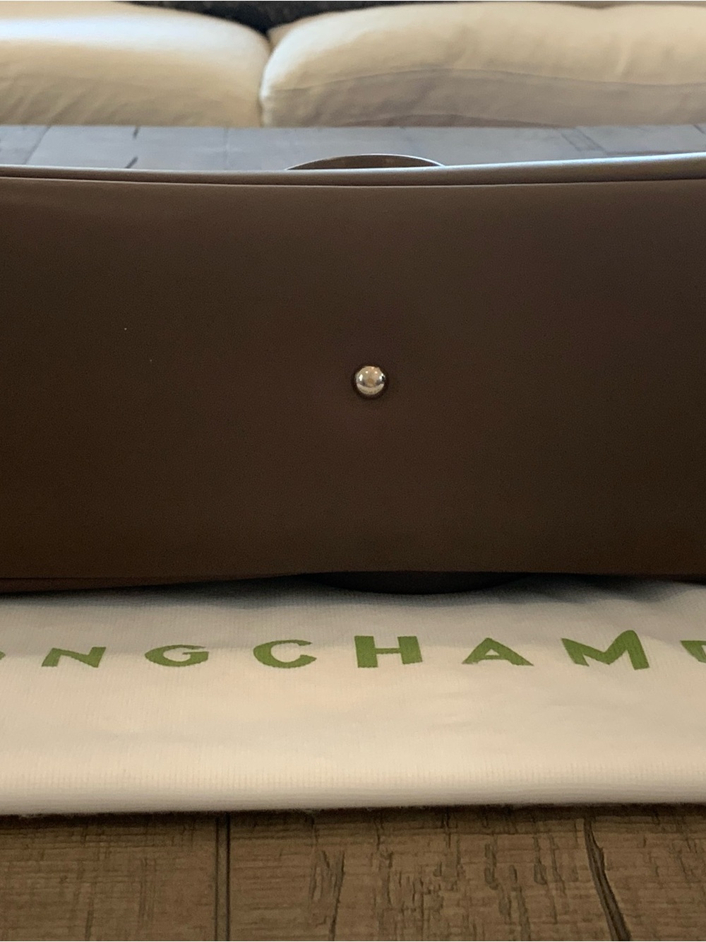 Longchamp Paris Leather Zip Tote Medium Taupe (015) Bag w/ Dust Bag EUC - Picture 6 of 10